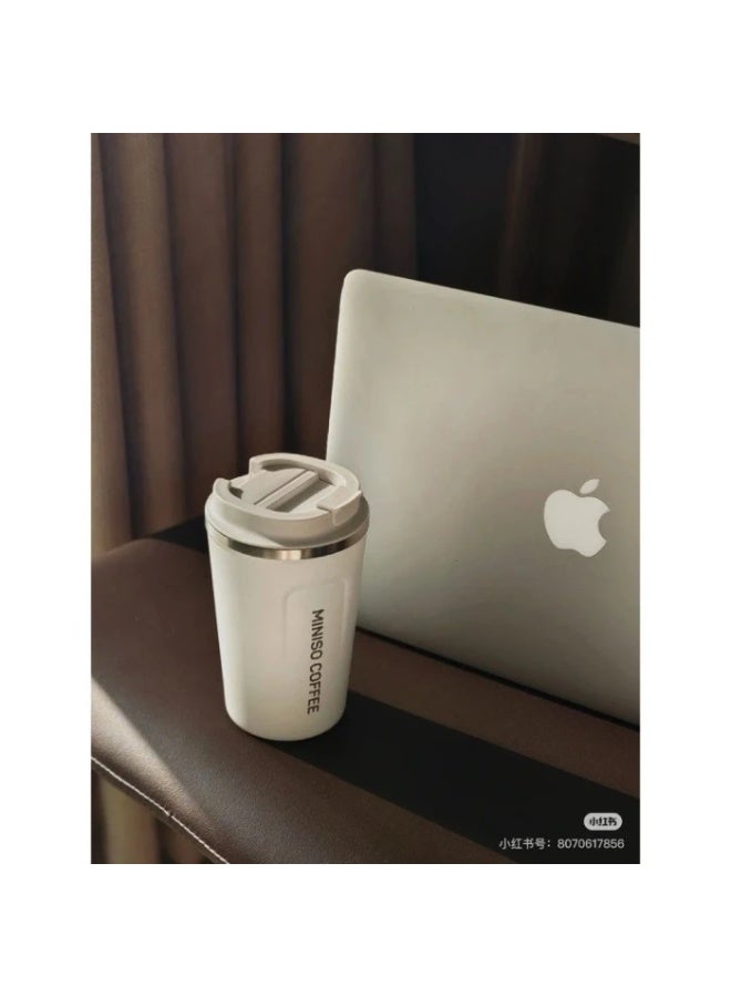 ميني سو زجاجة مينيسو للقهوة بسعة 380 مل - كوب سفر معزول بجدار مزدوج من الفولاذ المقاوم للصدأ - قارورة حرارية مانعة للتسرب للمشروبات الساخنة والباردة - كوب قهوة للمكتب والسفر - [أدخل اللون] - Image 3